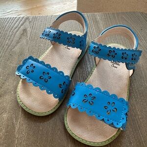 Livie & Luca Bright Blue Floral Cutout Double-Strap Sandals